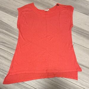 Pleione Women's Vibrant Coral Short Sleeve Top
